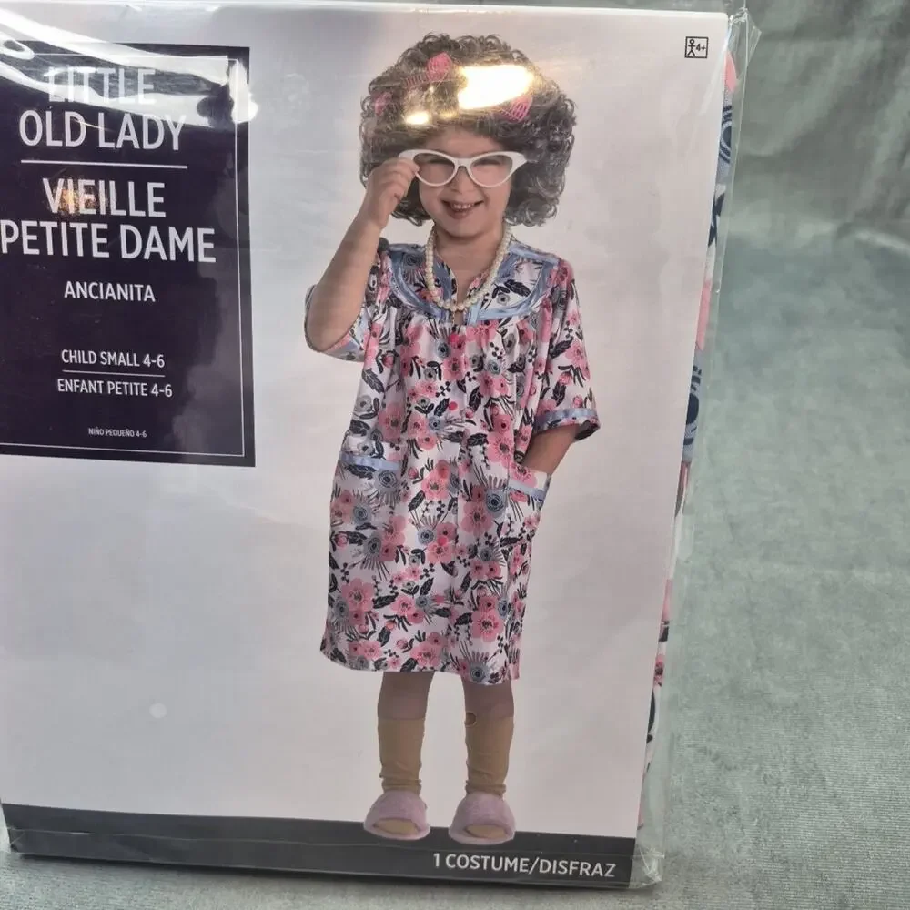 Little Old Lady Kids Fancy Dress Up Halloween Child Cosplay Costume Small 4-6 - Picture 3 of 7